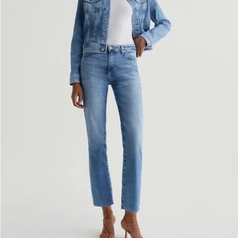 AG Adriano Goldschmied Sky Blue Cropped Jeans